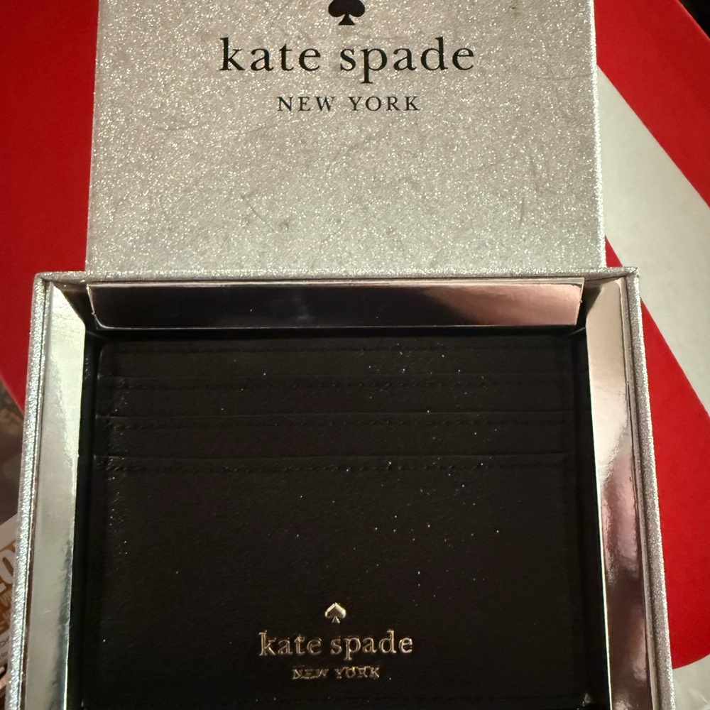 kate spade Silver Glitter Gift Box with Black Logo